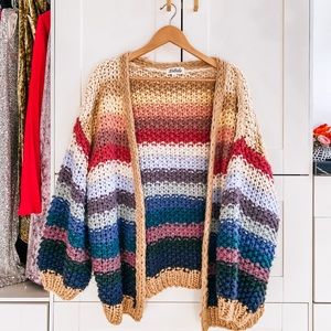 Boutique crocheted multi stripe cardigan. Size small. Worn to try on once.